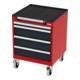 STIER Cassettiera mobile rosso/grigio antracite 600mm-1