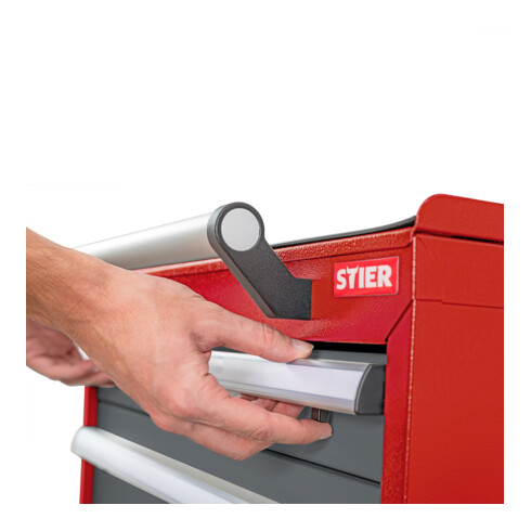 STIER Cassettiera mobile rosso/grigio antracite 600mm