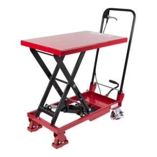 STIER Chariot à ciseaux à plate-forme élévatrice, capacité de charge 150 kg, avec poignée repliable
