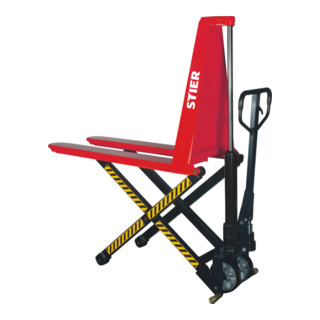 STIER Chariot élévateur à ciseaux, capacité de charge 1 000 kg, hauteur de levée 800 mm avec système Quicklift manuel