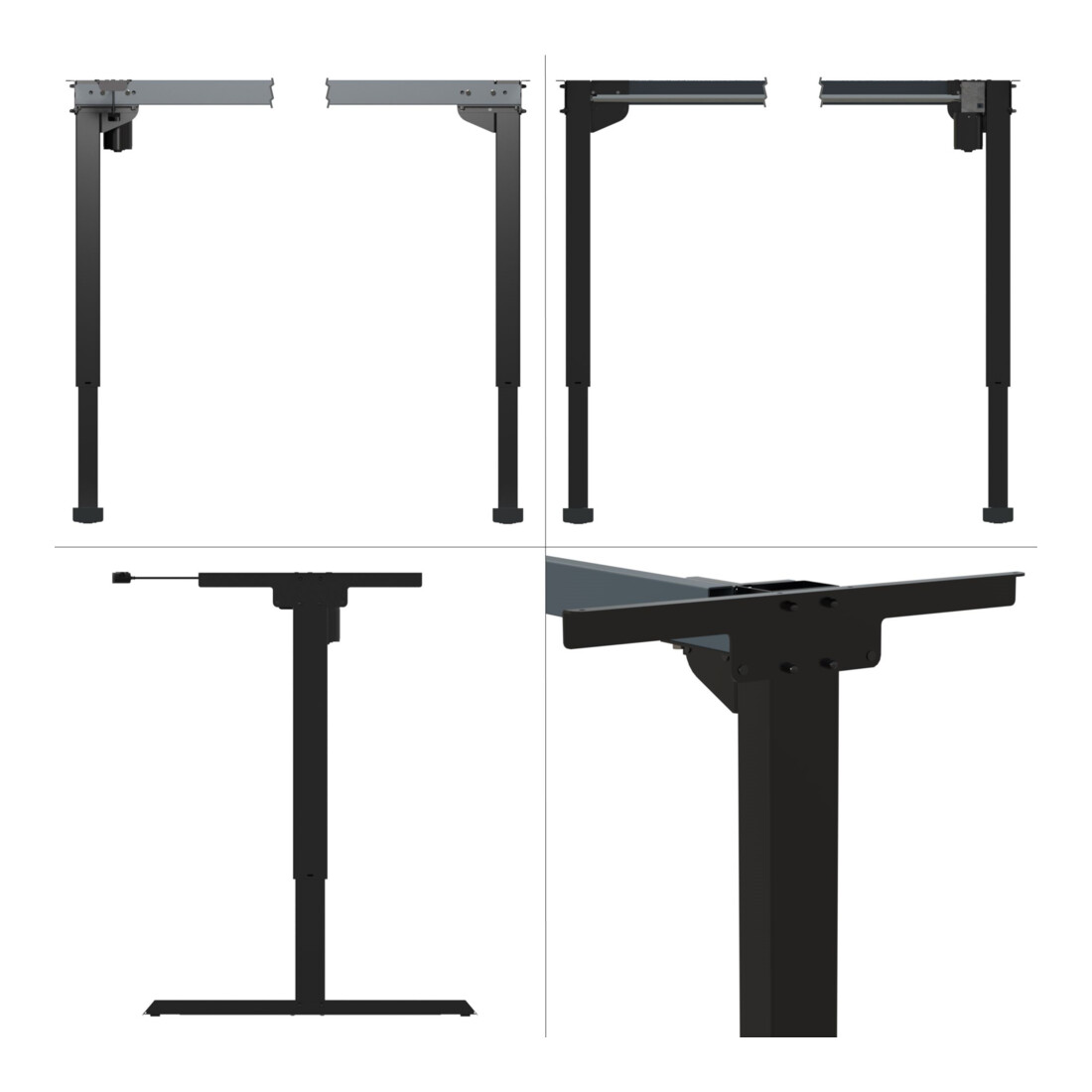 STIER Châssis électrique réglable en hauteur 501-20 Noir 160 × 80 cm