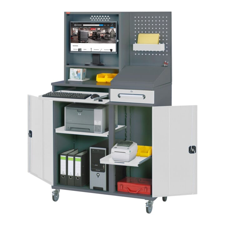 STIER computerkast Premium verrijdbaar BxDxH 1100x520x1895 mm