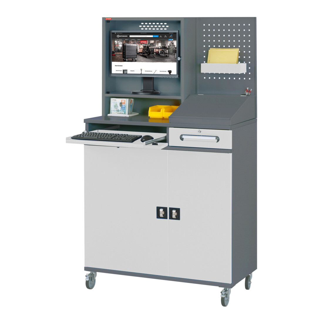 STIER computerkast Premium verrijdbaar BxDxH 1100x520x1895 mm
