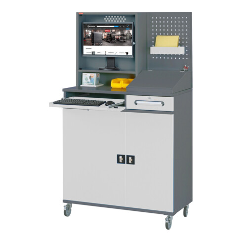 STIER Computerschrank Premium fahrbar BxTxH 1100x520x1895 mm fahrbar