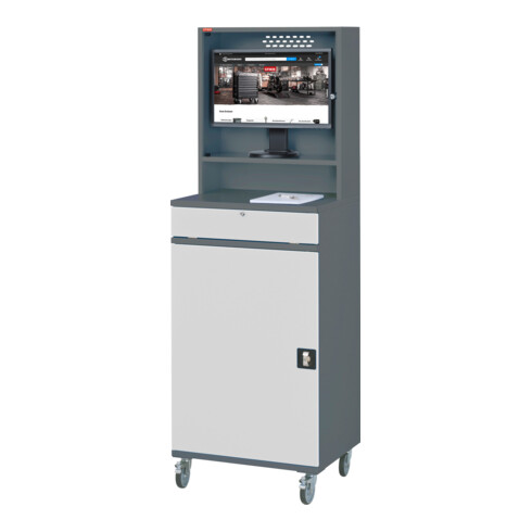 STIER Computerschrank Premium fahrbar BxTxH 650x520x1895 mm