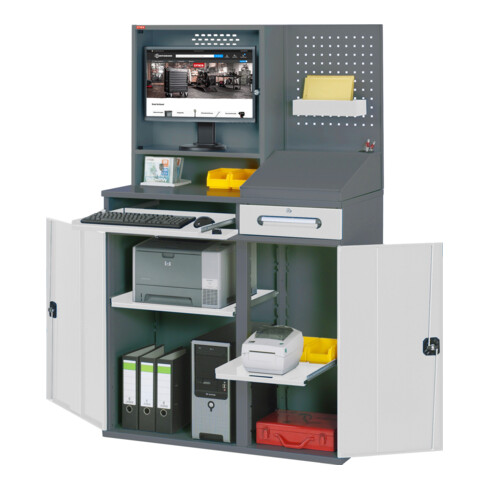 STIER Computerschrank Premium stationär BxTxH 1100x520x1770 mm
