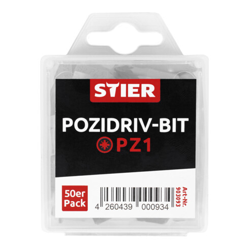 STIER Confezione grande di bit Pozidriv PZ1