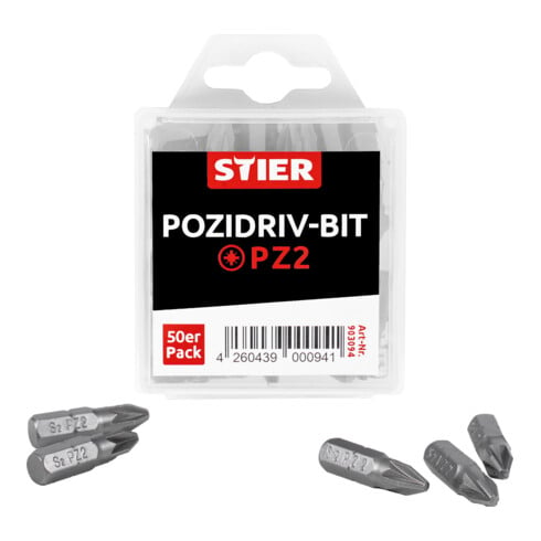 STIER Confezione grande di bit Pozidriv PZ