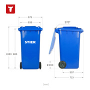 STIER Contenitore grande per rifiuti a 2 ruote 240 l blu largh.xprof.xalt. 576x720x1067 mm-5