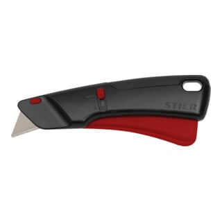 STIER Cutter di sicurezza Premium con 10 lame di ricambio, rientro automatica della lama