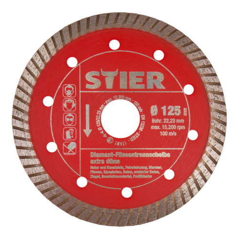 STIER Diamant-Fliesentrennscheibe extra dünn für Feinsteinzeugfliesen