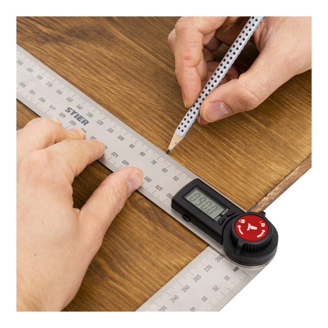 STIER digitale hoekmeter SDW 200 LCD-display ±0,3° roestvrij staal 