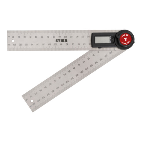 STIER Digitaler Winkelmesser SDW 200 LCD-Display ±0,3° rostfreier Stahl 200 mm