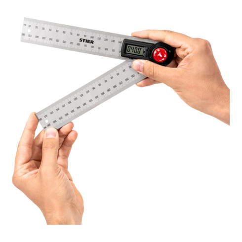 STIER Digitaler Winkelmesser SDW 200 LCD-Display ±0,3° rostfreier Stahl 200 mm