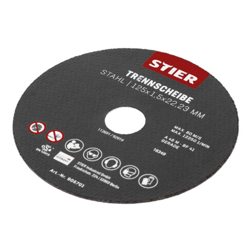 STIER Dischi per troncatura acciaio 125 x 1,5 x 22,23 forma 41 dritti
