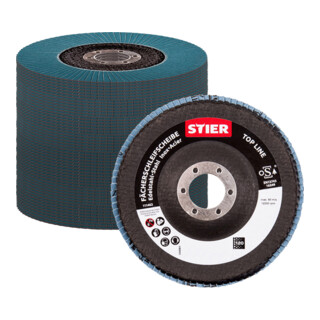 STIER Disco abrasivo lamellare Top Line 125 x 22,23 / grana 40 / 10 pz.