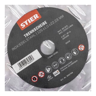 STIER Disco da taglio acciaio inox