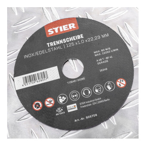 STIER Disco per troncatura acciaio legato 5 pz. 125 x 1,0 x 22,23 mm forma 41