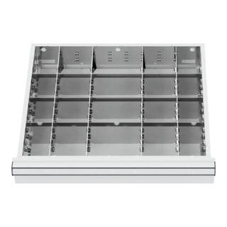 STIER Divisorio per cassetti divisorio in metallo BLH 100/125 mm dimensioni interne 500x450 mm 20 scomparti 6 x TW 75