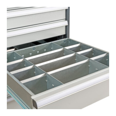 STIER Divisorio per cassetti divisorio in metallo BLH 75 mm dimensioni interne 500x450 mm 12 scomparti 6 x TW 125