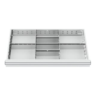 STIER Divisorio per cassetti divisorio in metallo BLH 75 mm dimensioni interne 800x450 mm 8 scomparti