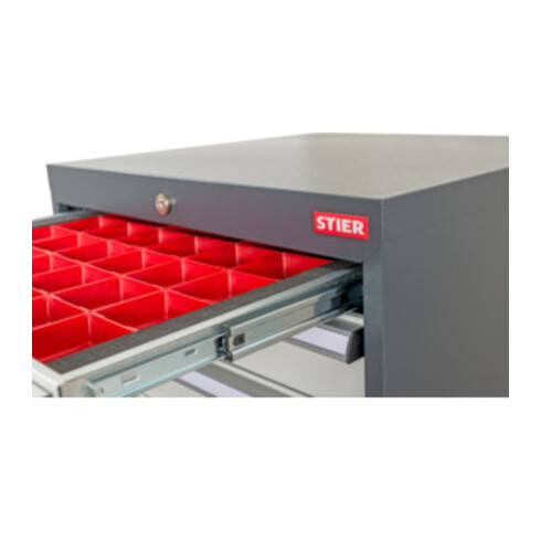 STIER Divisorio per cassetti per vaschette per minuteria BLH 50 mm dimensioni interne 500x450 mm 18 KTK 75x150 mm