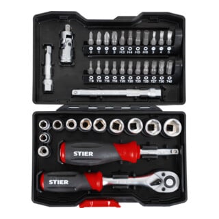 STIER dopsleutel- en bitset 1/4" 38-delig