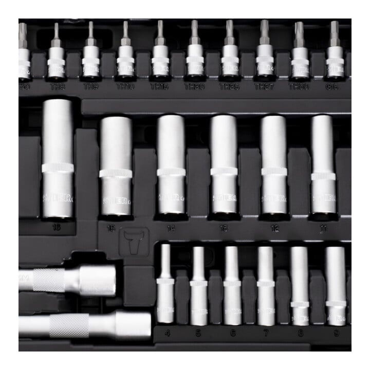 STIER dopsleutelset, 1/4, 3/8 en 1/2 inch, 179-delig
