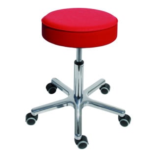 STIER draaikruk met wielen zithoogte 540-720 mm bekleed met kunstleder rood