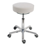 STIER draaikruk met wielen zithoogte 540-720 mm bekleed met kunstleder wit-1