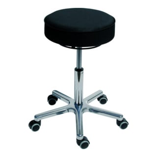STIER draaikruk met wielen zithoogte 540-720 mm bekleed met kunstleder zwart