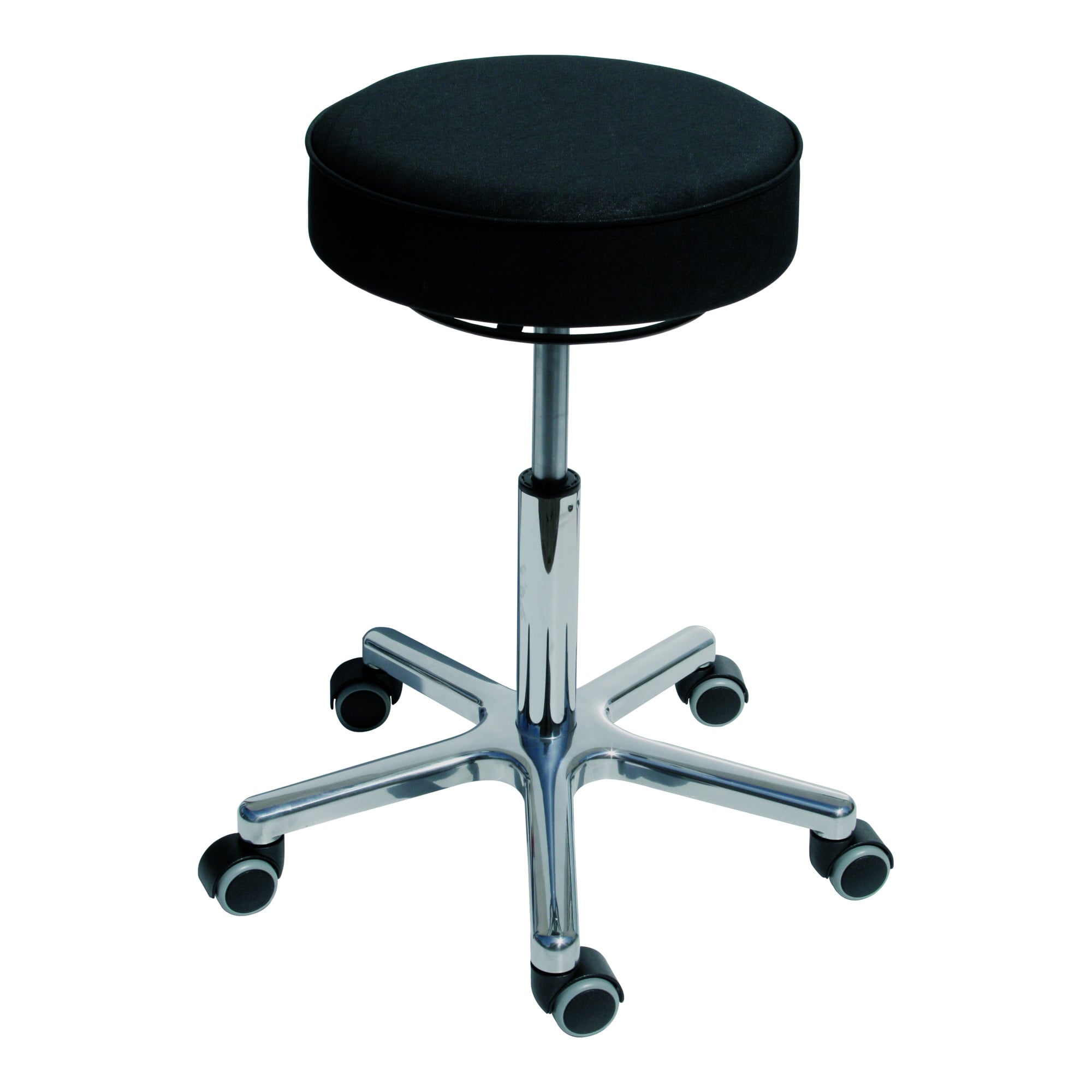STIER Drehhocker mit Rollen Sitzhöhe 540-720mm Kunstleder gepolstert Schwarz