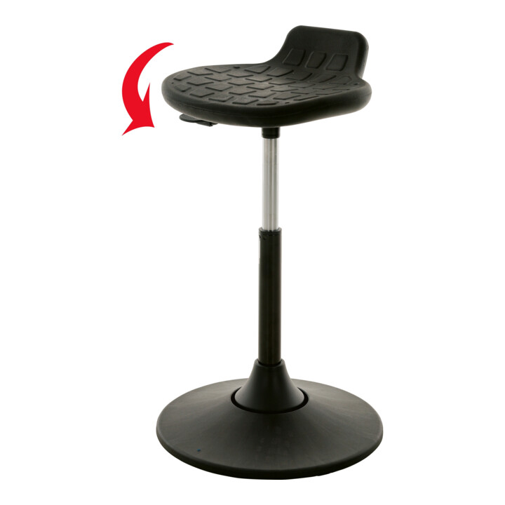 STIER Drehhocker Multibeweglich PU-Sitz schwarz 490-680mm 12° Neigung Rückenstütze