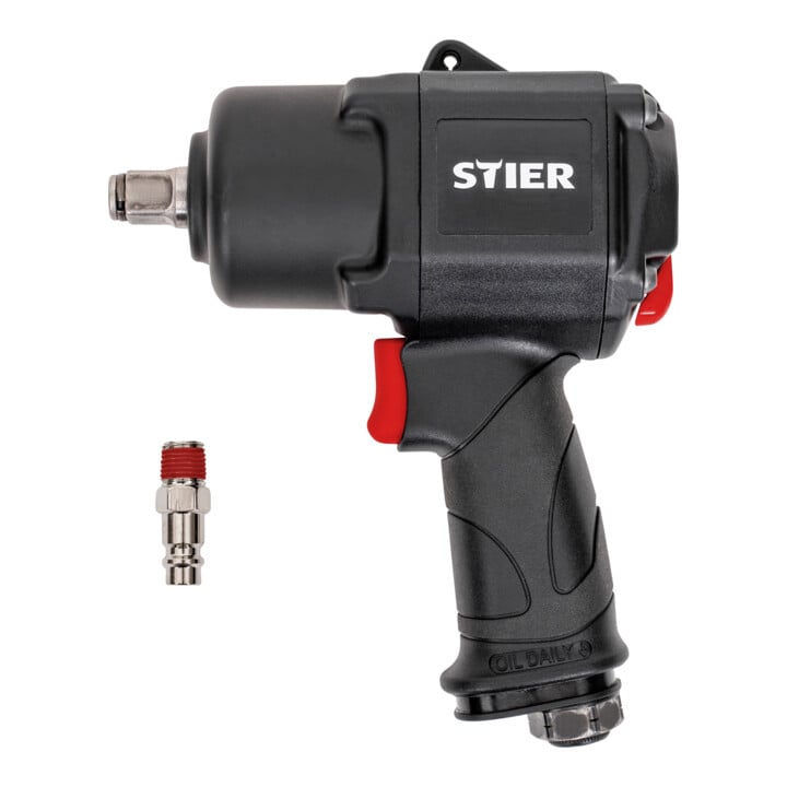 Set STIER Schlagschrauber 22-DH, 1/2" Antrieb max. Lösenmoment: 2.200 Nm + Stier Kraft-Steckschlüssel-Satz 1/2'' SW 17/19/21 mm im Kasten