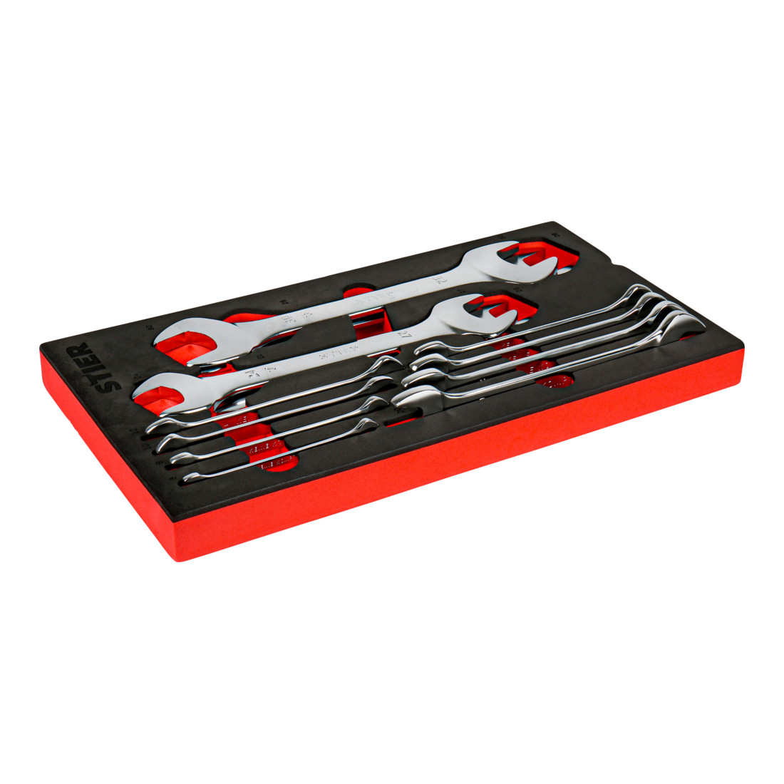 STIER dubbele steeksleutelset SW 6 - 32 mm 12-delig in inlay van zacht schuim (EVA)