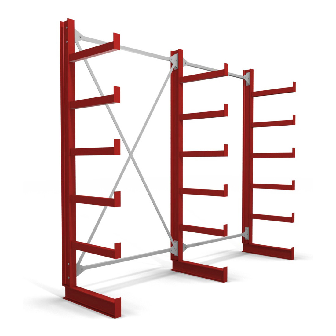 STIER dwarsarmstelling enkelzijdig 2 velden met 5 niveaus 2600x2000x500 mm vuurrood
