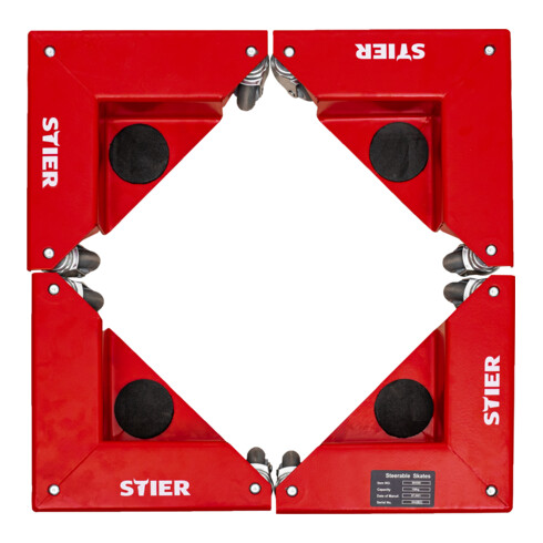 STIER Eckenroller-Set Tragkraft 150 kg mit Gummi-Rollen