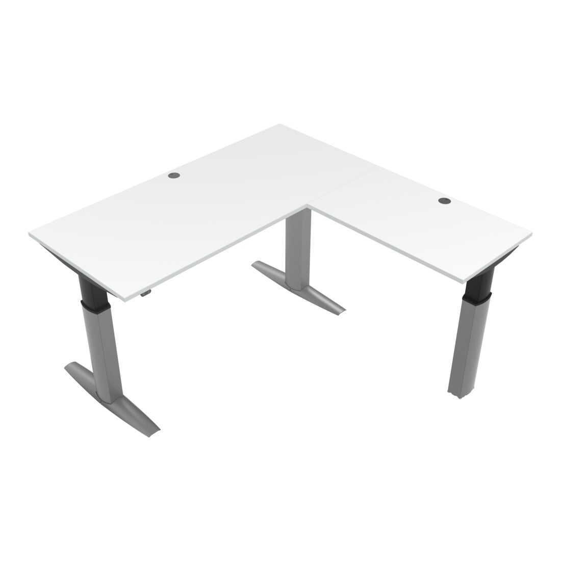 STIER Elektrisch höhenverstellbarer Eck-Schreibtisch 501-23 180x180cm Weiß mel. 68-120cm