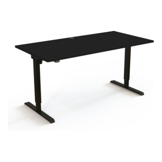 STIER Elektrisch höhenverstellbarer Schreibtisch 501-20 160 x 180 cm Schwarz Schwarz