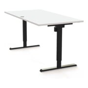 STIER Elektrisch höhenverstellbarer Schreibtisch 501-20 160 x 180 cm Weiß Schwarz-5