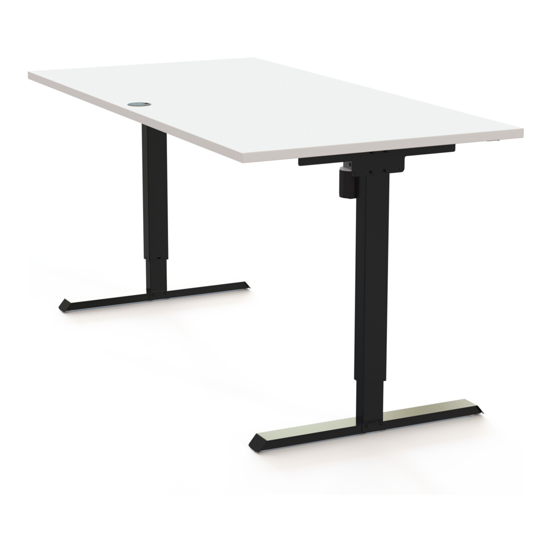 STIER Elektrisch höhenverstellbarer Schreibtisch 501-20 160 x 180 cm Weiß Schwarz