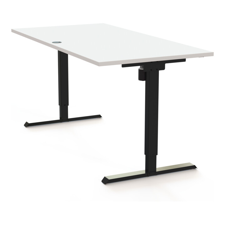 STIER Elektrisch höhenverstellbarer Schreibtisch 501-20 160 x 80 cm Weiß Schwarz