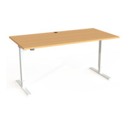 STIER Elektrisch höhenverstellbarer Schreibtisch 501-20 160 x 80cm Buche Weiß-2