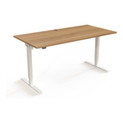 STIER Elektrisch höhenverstellbarer Schreibtisch 501-20 160 x 80cm Nussbaum Weiß-2
