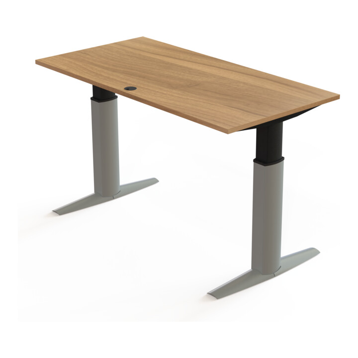 STIER Elektrisch höhenverstellbarer Schreibtisch 501-23 160 x 80cm Nussbaum/Silber melaminbeschichtet 68-120cm