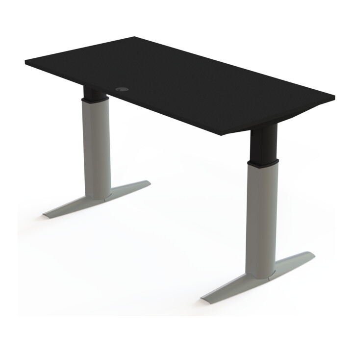STIER Elektrisch höhenverstellbarer Schreibtisch 501-23 160 x 80cm Schwarz/Silber melaminierte Platte 68-120cm