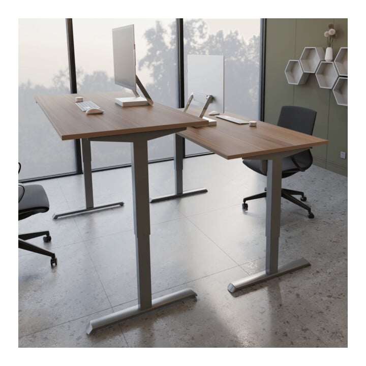 STIER Elektrisch höhenverstellbarer Schreibtisch 501-33 100 x 80 cm Nussbaum melamin 68-118 cm
