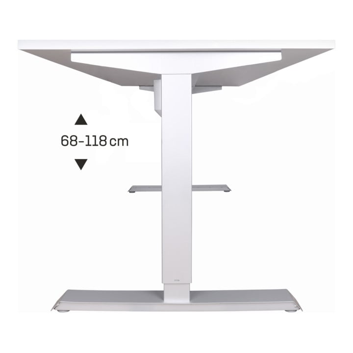 STIER Elektrisch Höhenverstellbarer Schreibtisch 501-33 100x80cm, Weiß mel., 68-118cm