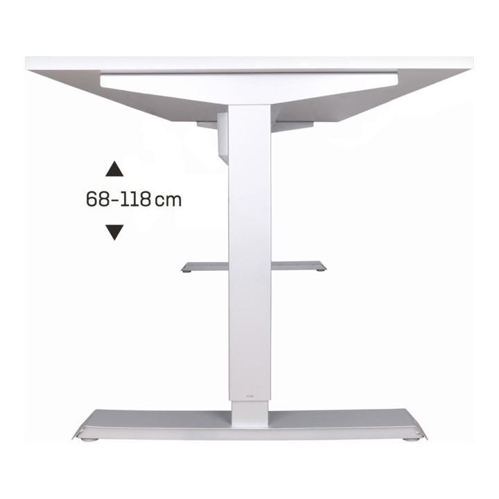 STIER Elektrisch Höhenverstellbarer Schreibtisch 501-33 120x80cm, Weiß mel., 68-118cm