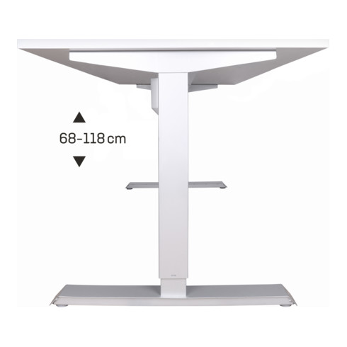 STIER Elektrisch Höhenverstellbarer Schreibtisch 501-33 160x80cm, Weiß mel., 68-118cm